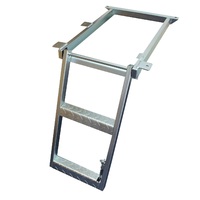 Double step retractable vehicle ladder zinc plated
