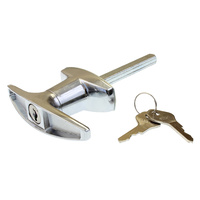 Large lockable T-handle rear fixing chrome FLAT82W-KA 