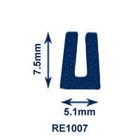 RE1007 Channel rubber 5.1mm x 7.5mm
