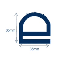 RE771 EPDM 'e' extrusion  35mm x 35mm 